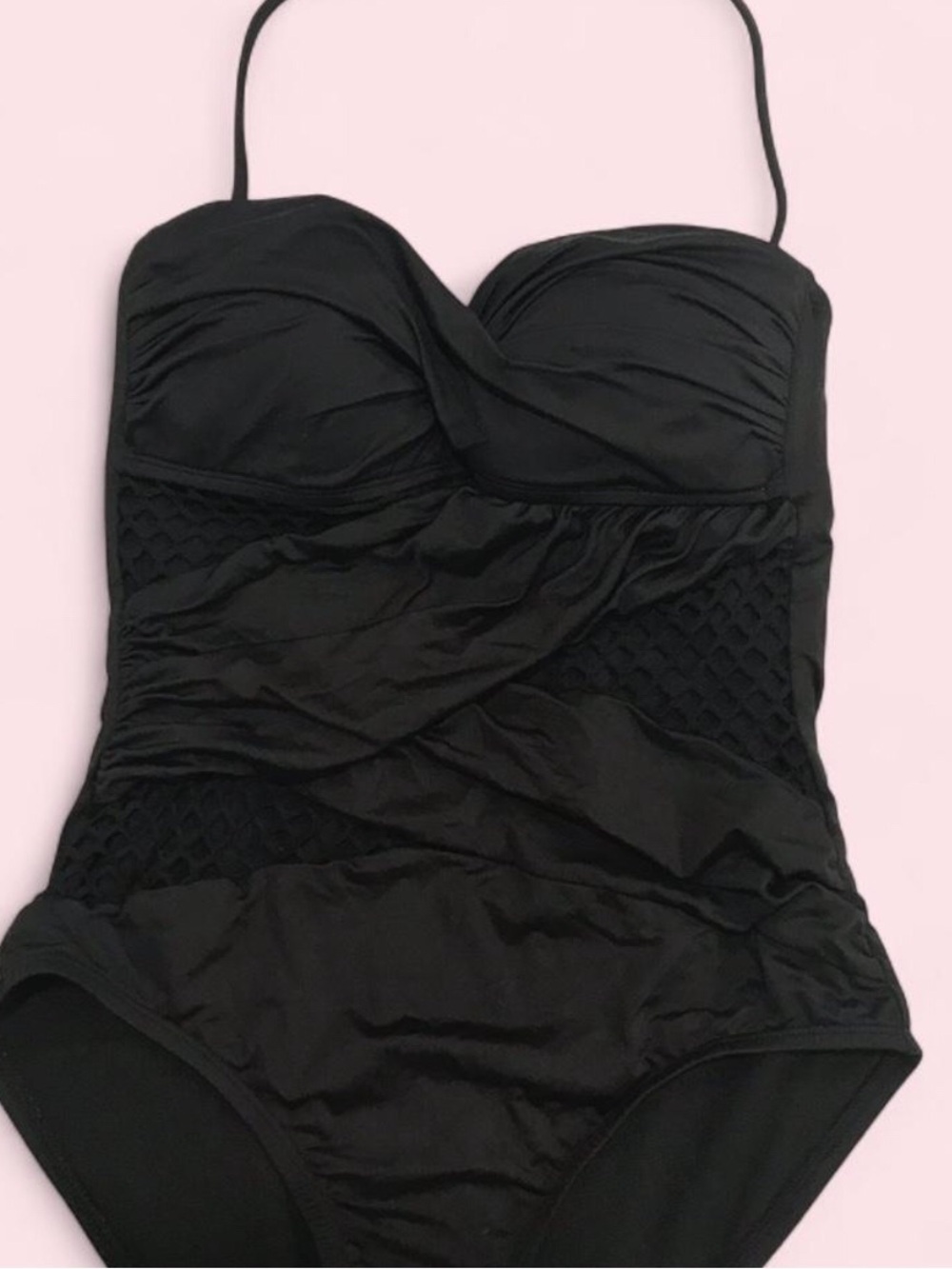 Apt. 9 Black One-Piece Swimsuit with Front Ruched Detail